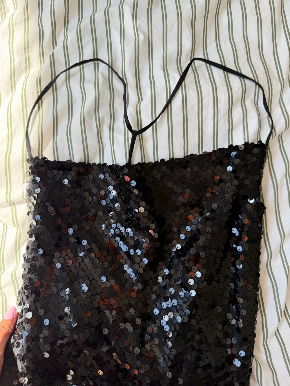 Black Sequin Spaghetti Strap maxi dress
